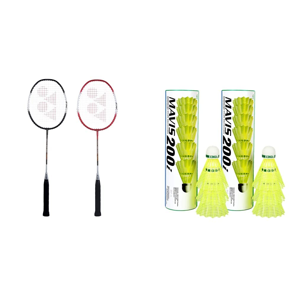 Yonex ZR 100 Light Aluminium Blend Badminton Racquet with Full Cover, Set of 2 (Black/Red) & Yonex Mavis 200i Aluminium Blend Shuttlecock Combo, Set of 2 Combo-image-17