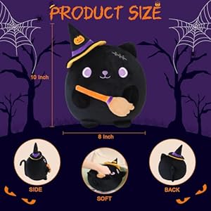 Halloween Witch with Broom Stuffed Animal Toy - Mysterious Witch Cat Plush, 10 Inch - Home Decor, Party Gifts for Kids, Girls and Boys Halloween Witch with Broom Stuffed Animal Toy Mysterious Witch Cat Plush 10 Inch Home Decor Party Gifts for Kids Girls and Boys