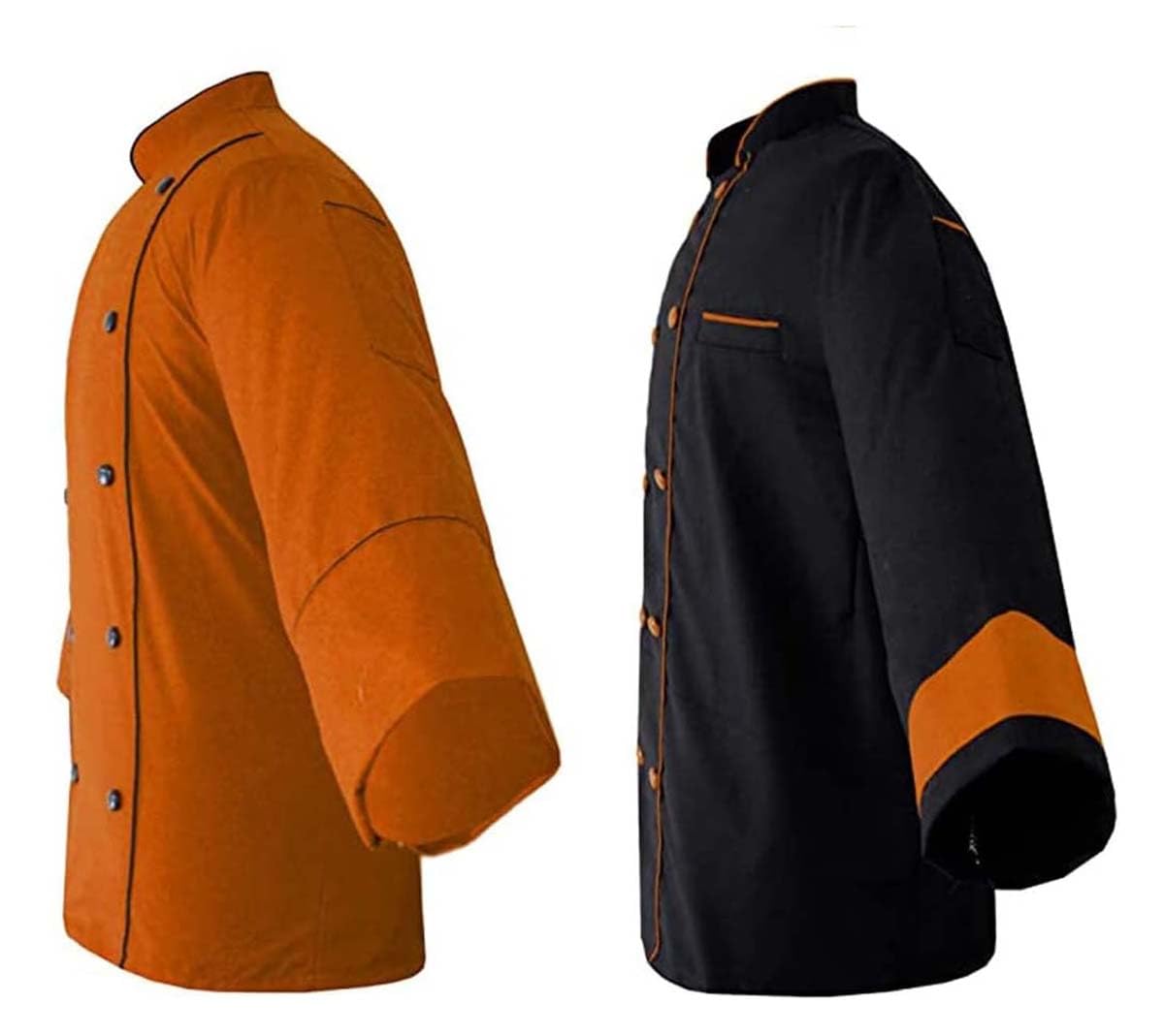 Men'S Chef Jacket Light Wieght Multi-Colour Chef Coat Pack of 2 (S-4XL,8 Colors) (orange, Large)