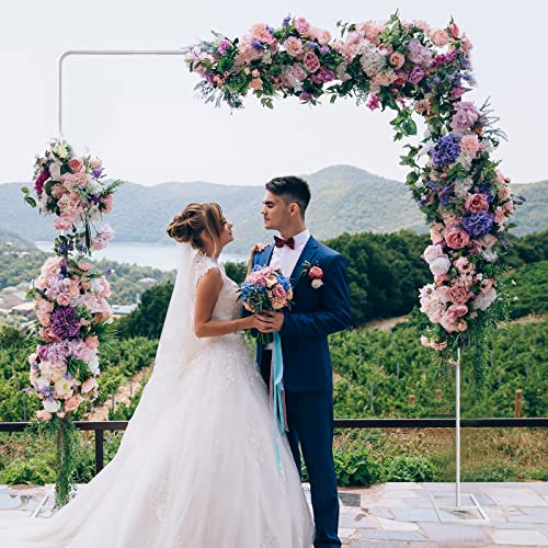 Hotop Metal Garden Wedding Arch Easy Assembly Wedding Arch Stand With Bases Garden Arbor Archway With Iron Wires Square Arch Stand For Weddings Bridal Party Garden Climbing Plant Vines Decor (White) #TOP6