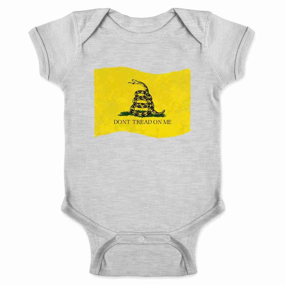 Pop Threads Dont Tread On Me Gadsden Flag USA Vintage Style Infant Baby Boy Girl Bodysuit Gray 12M