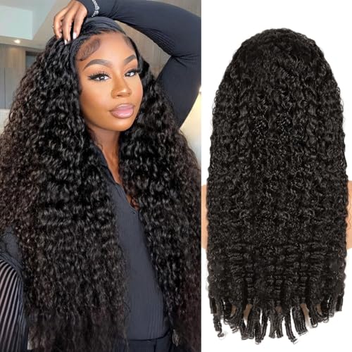 Image of 30 Inch 13x6 Burmese Curly Lace Front Wigs Human Hair 200% Desnity Curly Human Hair Wig With Spiral Ends Glueless Wet and Wave Pre Plucked Hairline with Baby Hair Deep Curly Wig