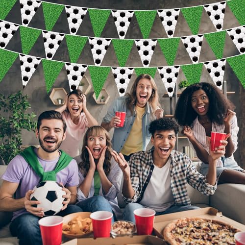 Image of Jetec 5 Pcs 49 ft Soccer Party Decorations Pennant Banner Theme Triangle Flags Garland Bunting Banner for Soccer Fans Outdoor Indoor Home Sport Birthday Party Decorations Supplies