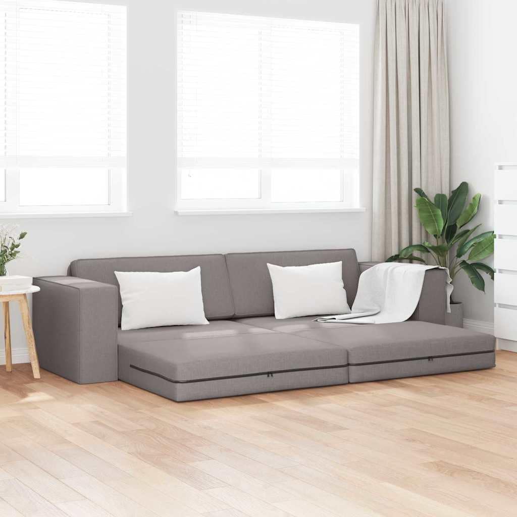 Sofa z funkcją spania, kolor taupe, 245 x 78 x 77 cm, aksamitna kanapa z metalową ramą, łóżko składane do salonu, pokoju gościnnego, trwała