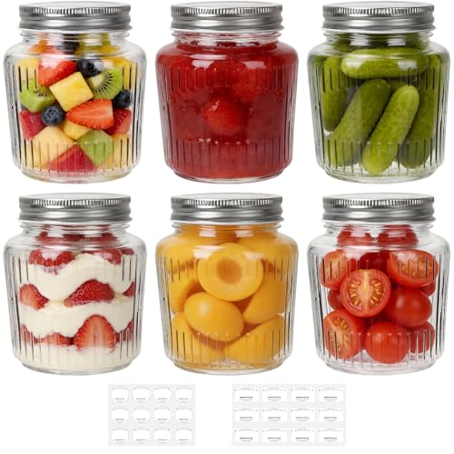 Cehomi Glass Mason Jars with Lids - 10 oz Vintage Canning Jars 6 Pack