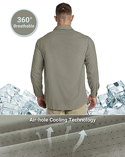 Outdoor Ventures Men's UPF 50+ UV Sun Protection Shirt, Long Sleeve Hiking Fishing Shirt Cooling Quick Dry for Safari Travel2