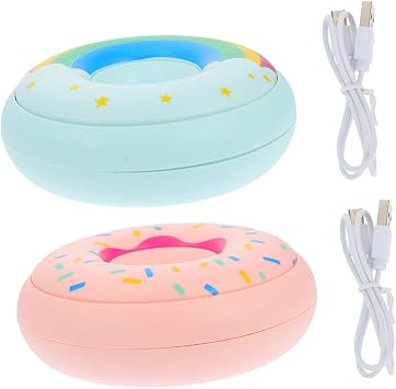 2 Sets Rechargeable Doughnut Hand Warmers Portable Pocket Warmers with Cute Design Rapid Heating Electric Heater for Hands Lightweight and Compact for School Office Outdoor Use