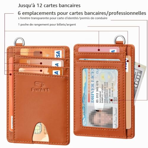 FurArt Portefeuille Minimaliste Fin, Porte-Cartes de Crédit à Blocage RFID pour Femmes et Hommes – vue 6