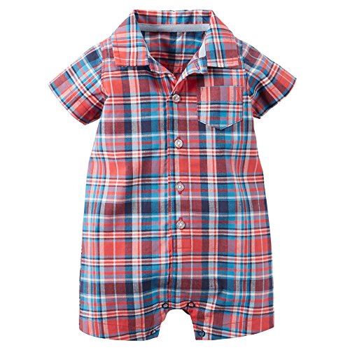 Carter's Plaid Romper, Red/Navy, New Born