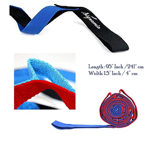 Signamio Unisex Yoga Strap Stretching Belt For Women And Men Extra Thick For Exercise Posture Cotton Band Flexible Strap Workout Fitness (12 Loop Belt - Blue-Red) #TOP1
