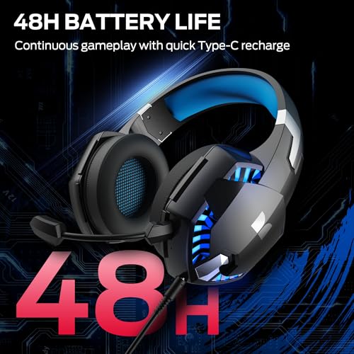 Image of Monster Mission 300 Wireless Gaming Headset, 2.4GHz /Bluetooth Headphones,Low Latency, Stereo, Audio Location Recognition, 48H Battery Life, Suitable for PS5, PC, PS4 and Other Gaming Devices