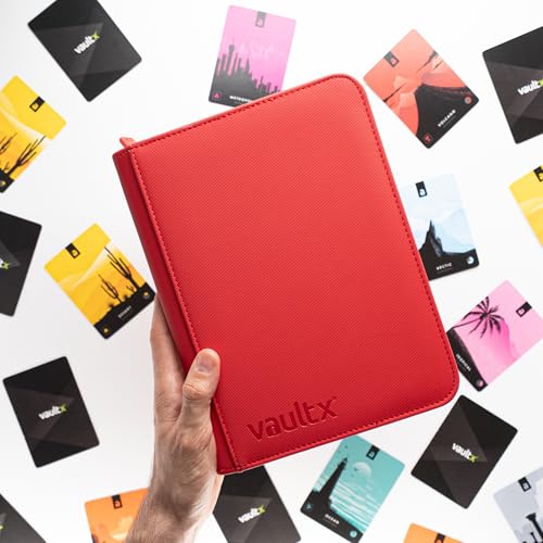 Image of Vault X 4 Pocket Zip Binder, 160 Cards, Exo-Tec Material, 20 Side-Loading Pages (Red)