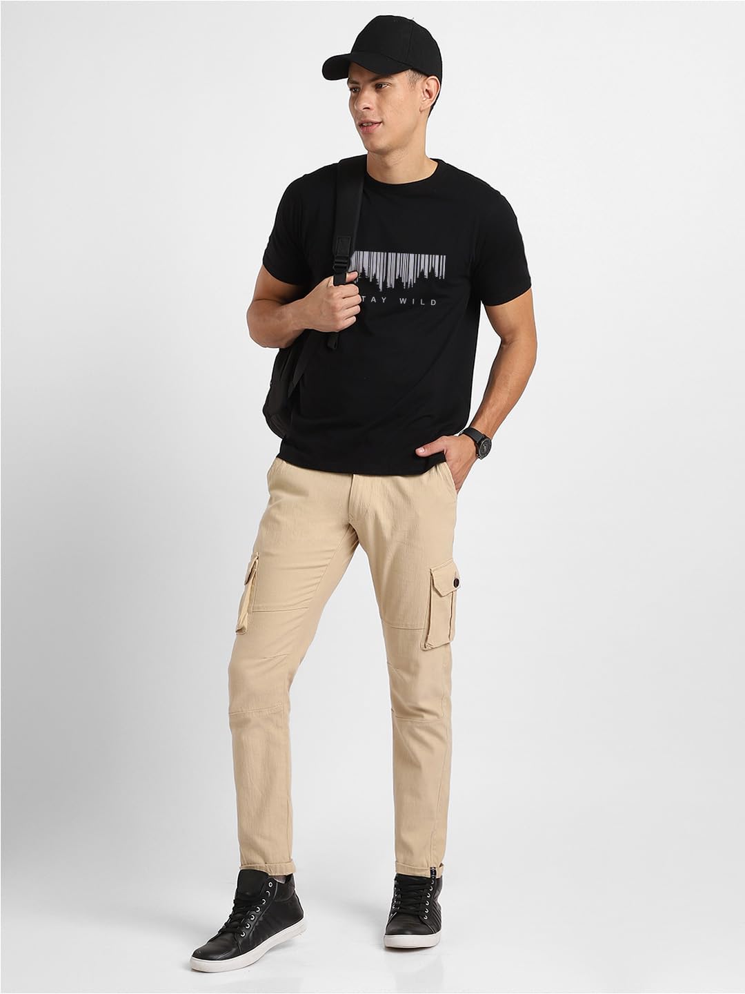 NOBERO Camiseta de algodón con estampado gráfico para hombre, ajuste regular