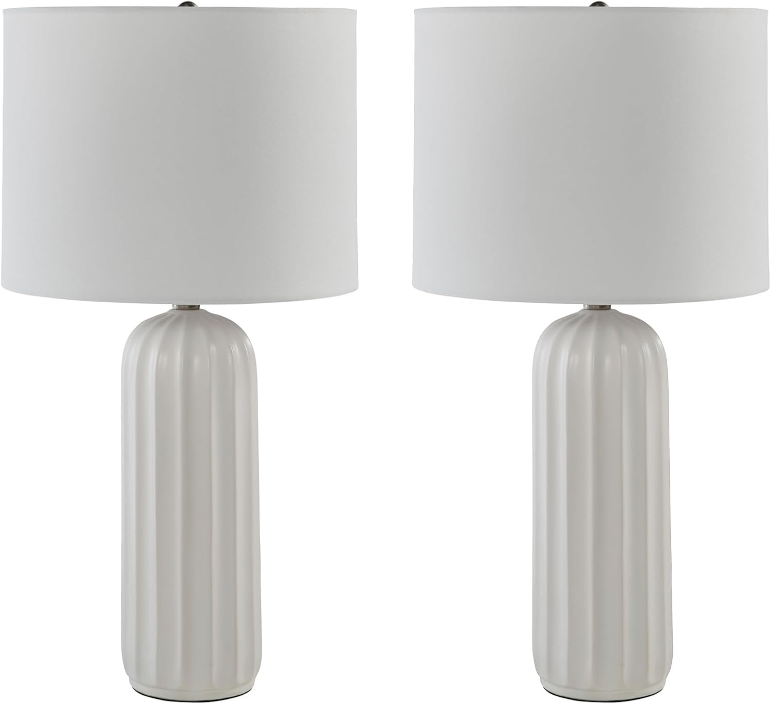 Signature Design by Ashley Clarkland Contemporary 24 Inch Ceramic Table Lamp, Set of 2, White