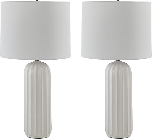 Signature Design by Ashley Clarkland Contemporary - Lámpara de mesa de cerámica de 24 pulgadas, juego de 2, color blanco