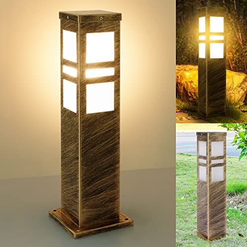 Farolas jardín exterior 16w,balizas exterior jardin marrón utiliza bombilla E27, 3000k Baliza de metal de luz es adecuado Para jardines al aire libre, césped, pasillos, terrazas (marrón) Cover