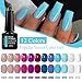 MEET ACROSS 12 Colors One Step Gel Nail Polish Set All-in-One Step Gel Polish Purple Blue Soak Off LED/UV Long Lasting Nail Polish DIY Salon Manicure at Home