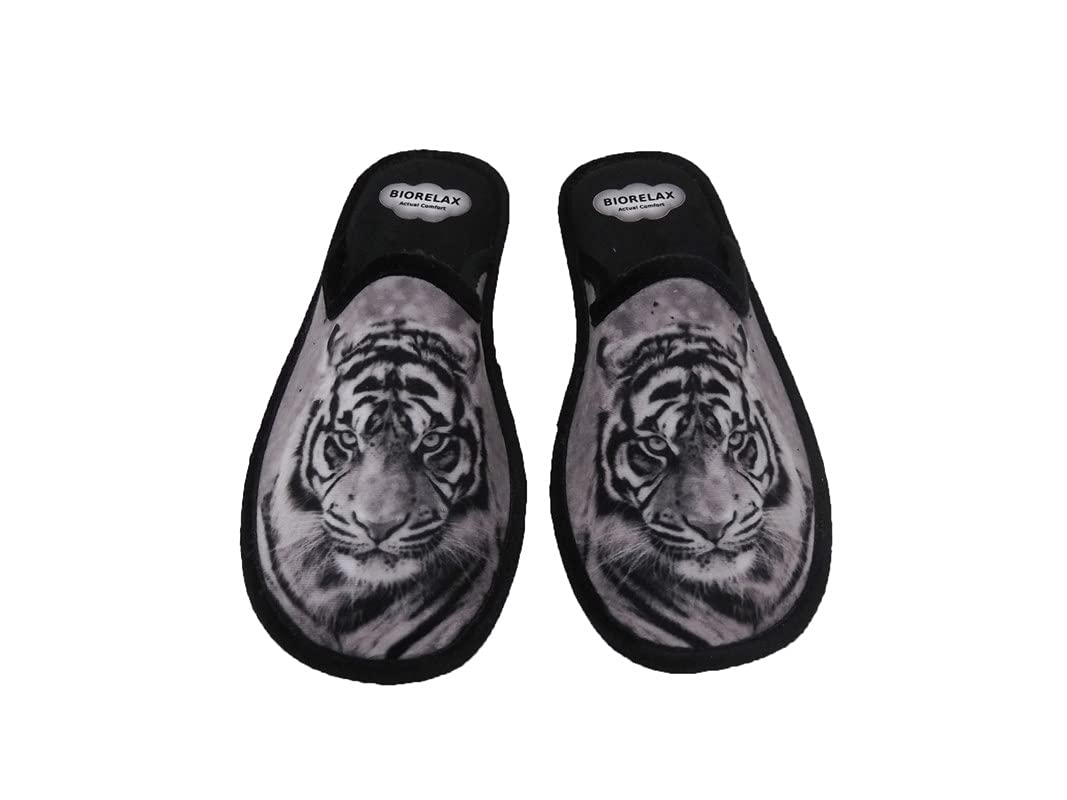 Zapatilla de Estar por casa/Hombre/Biorelax/Material :Grenoble/Suela Goma Antideslizante/Cámara de Aire/Estampado Tigre
