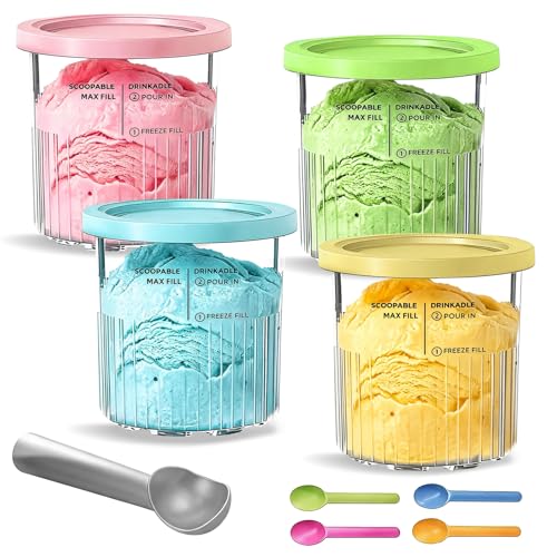 Xylota 4 Stück für Ninja Swirl Creami Deluxe Behälter Eisbehälter mit Farbige Deckeln Kompatibel mit Ninja Creami NC500 & NC501 Serie BPA-frei & Spülmaschinenfest
