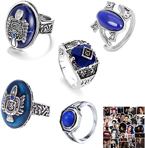 HJYZY 25 pcs Vampire Ring Fashion Vampire Diaries Daylight Walking Signet Damon's Ring Caroline Forbes Ring Elena Daylight Ring Sticker Set