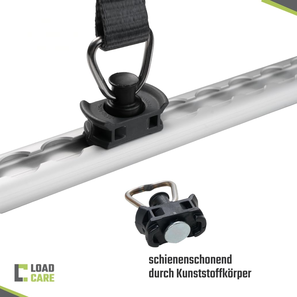 4er Set 2tlg Ratschenzurrgurt für Airlineschienen | 25 mm | LC 500 daN | STF 200 daN | Schwarze Premium‑Ratsche I Endbeschläge für Airlineschiene I abgeschrägtes Losende (4, Anthrazit)
