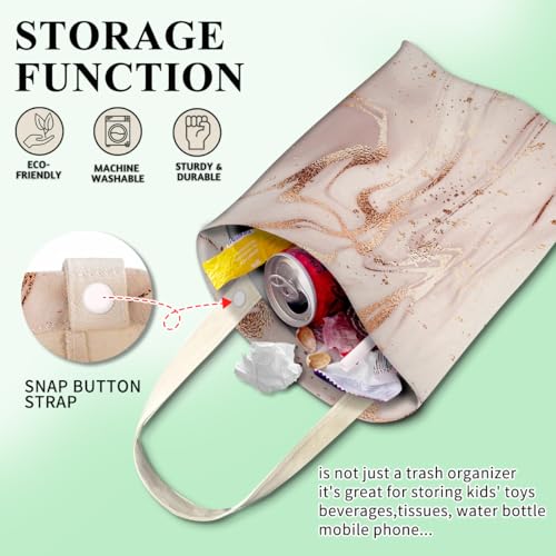Image of Car Trash Can, Cute Car Organizer, Luxury Champagne Marble