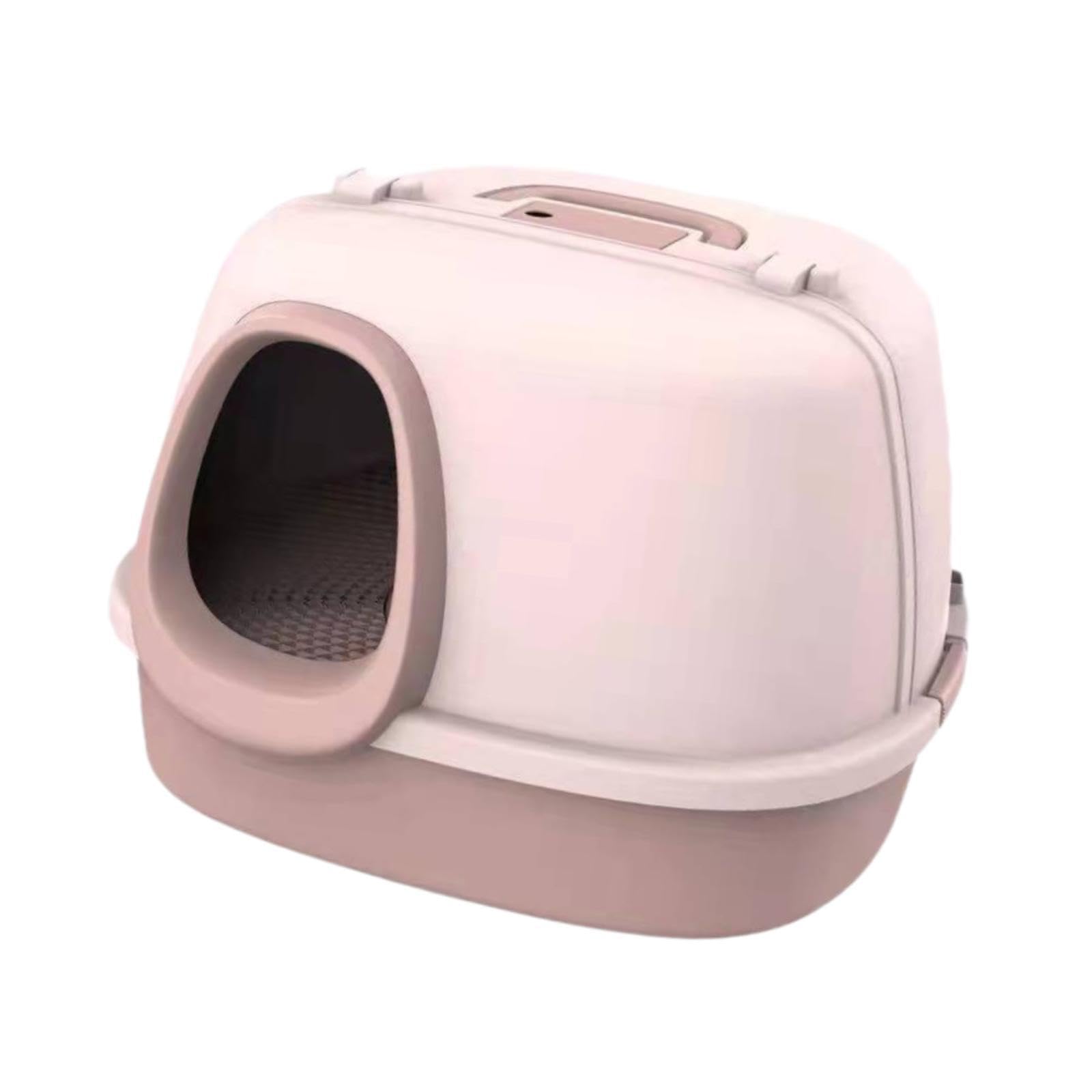 Katzenklo mit Eingang Vollständig Umhausete Katzentoilette Katzenstreu Box Haube Spritzschutz Aus PP Pflegeleicht mit Tür für Innenbereich Ka, Rosa