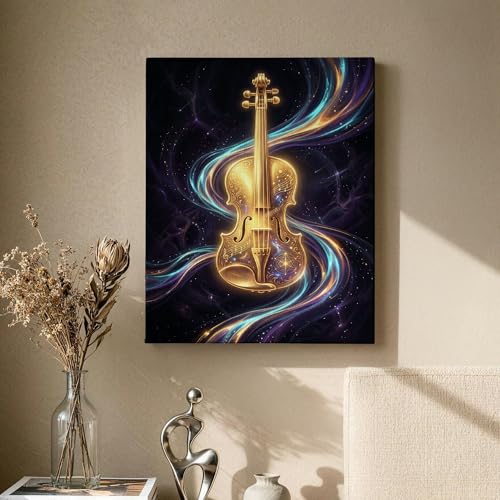 Toile violon doré design abstrait pour sublimer votre chambre