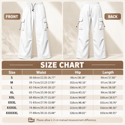 Cargo Pants Women, Parachute Hiking Pants with Pockets Elastic Waist - image 6