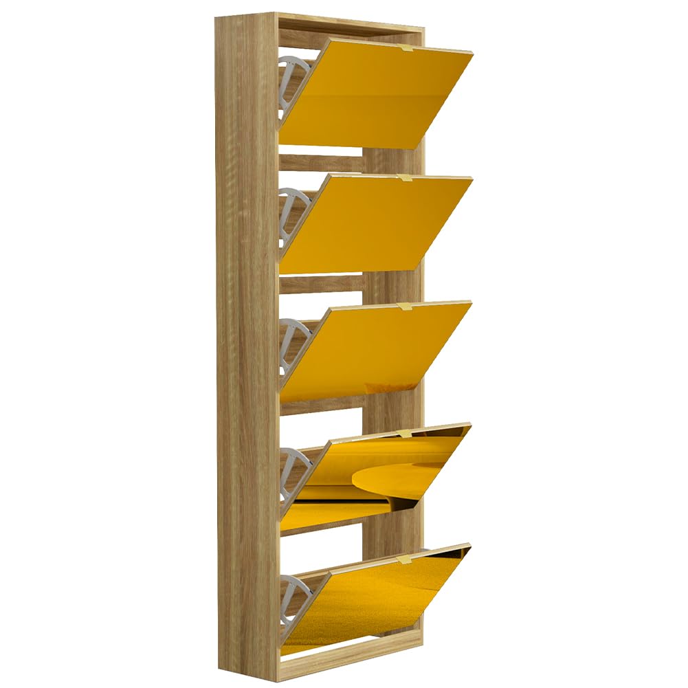 BAKAJI Scarpiera con Ante a Specchio Ribaltabili, Porta Scarpe con Ripiani a Ribalta e Maniglie, Struttura Salvaspazio Design Moderno, Ideale per Soggiorno, Ingresso, Salotto, Ufficio