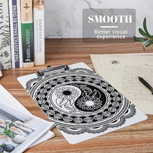 Porte bloc A4 avec pince planchettes mandala noir et blanc porte document