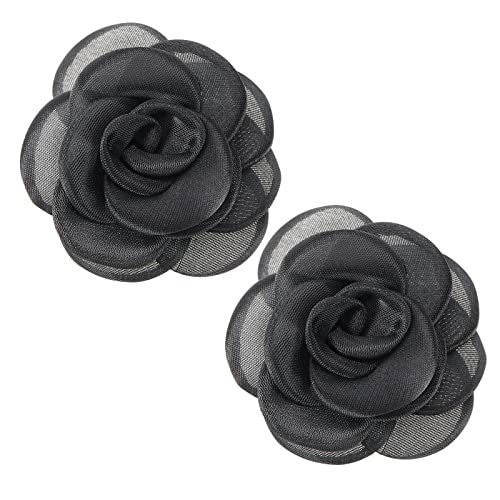 Create idea 2 clips de zapatos de rosa con hebillas de zapatos de rosa, dijes decorativos extraíbles para zapatos, accesorios para mujeres y niñas, 6,5 cm, 6cm, Metal, negro