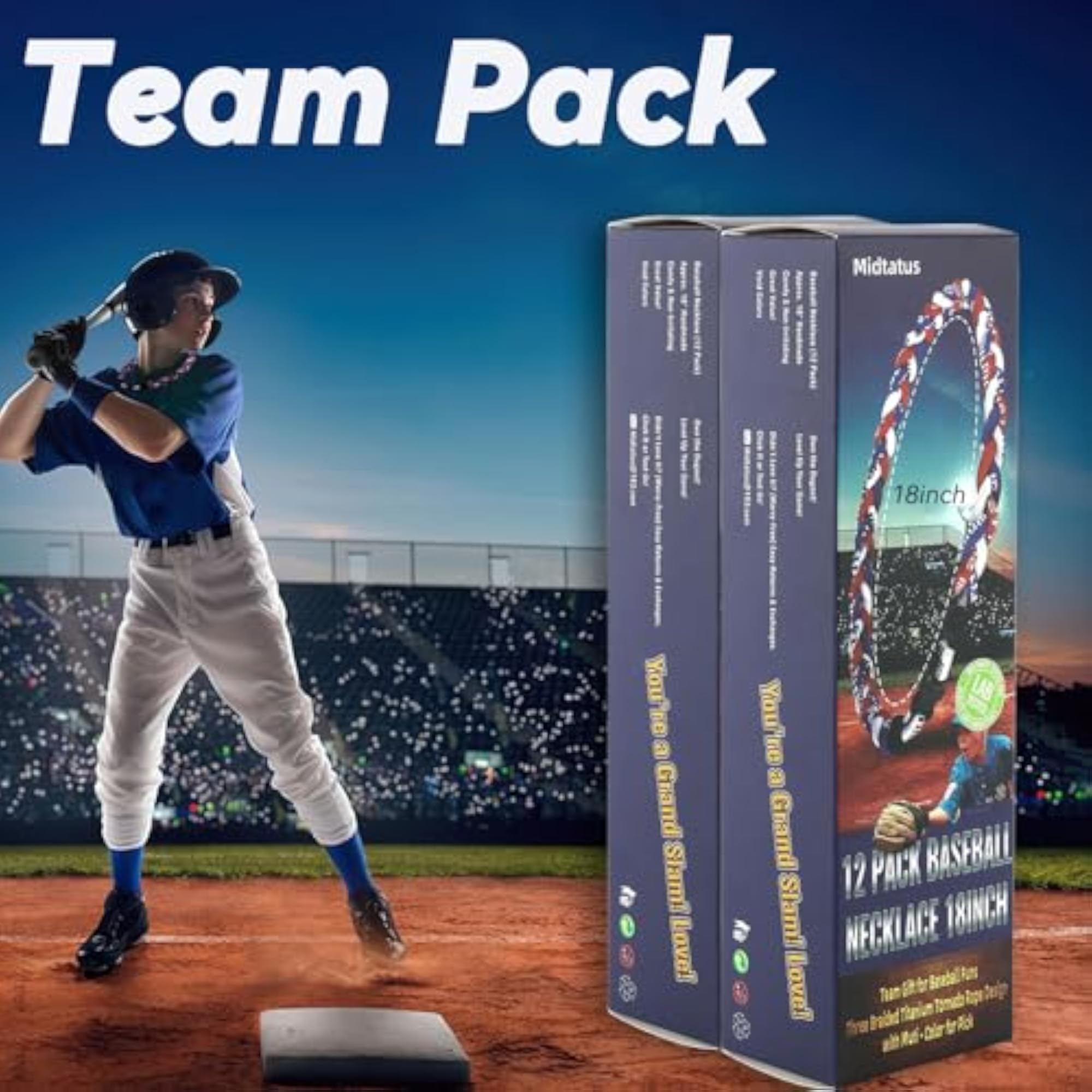 12 Pack Baseball Necklace Team Gift for Fans