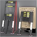 Telescoping Ladder, 12.5 FT Aluminum Extension Ladder, Collapsible & Adjustable, 330 lbs Capacity, Compact Retractable Ladder for House, Roof, RV & Travel Trailer