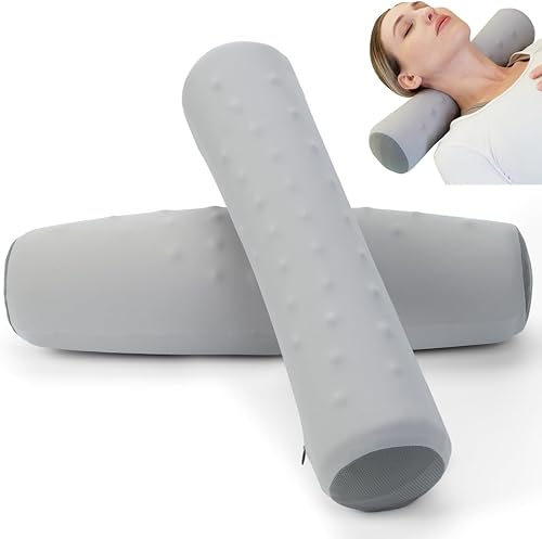 urnexttour Paquete de 2 almohadas cervicales para el cuello, almohada de espuma viscoelástica para apoyo de cuello redondo para dormir, almohada de