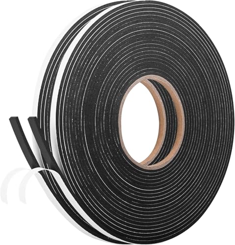 Image of Kikerike Self Adhesive Foam Tape Weatherstrip 1 /4In x 1 /8In x 66Ft High Density Foam Insulation Strips Seal Weather Stripping with Strong Adhesive for Door and Window Sound Isolation Soundproofing