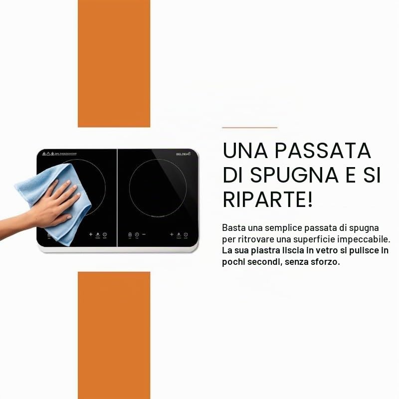 Piastra a induzione portatile con 2 luci BELDEKO – 3500 W – Design Premium, affidabile e robusto, timer, tasti touch, anti-trabocco, 10 livelli di potenza