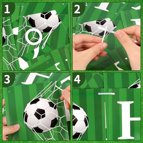 Image of Hooqict Happy Birthday Banner Soccer Birthday Decorations Soccer Party Banner Garland Sign for Kids Boys Men Sport Theme Game Day Party Decorations Supplies