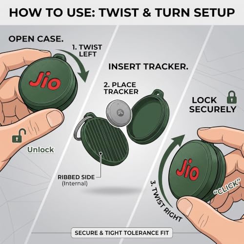 Image of Premium Case for JioTag Tracker | Secure Twist Lock Keychain Holder & Key Finder Cover | Protective Tag for Keys, Luggage, Backpacks & Pets, White, Jiotag 1 (Air & Go) (2024), 3