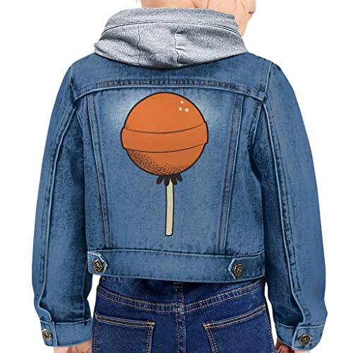 Cute Printed Toddler Hooded Denim Jacket - Sweet Candy Jean Jacket - Printed Denim Jacket for Kids