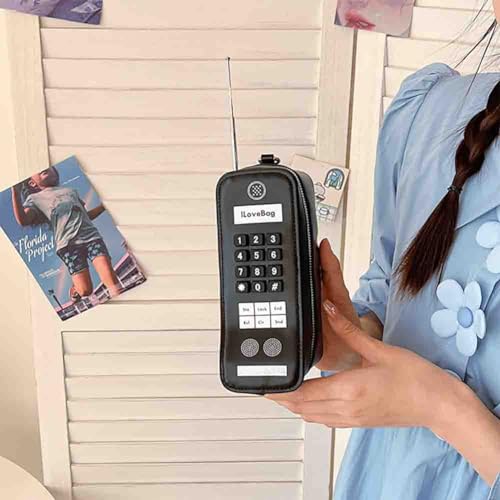 Women's Telephone Shaped Shoulder Bag, PU Leather Printed Digital Cell Phone Crossbody Purse, Funny Simulation Storage Tote3