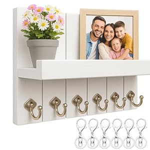 Colgador de Llaves con 6 Ganchos y 6 Llaveros – Cuelga Llaves Grande 30 * 20 * 12 – Porta Llaves Recibidor – Key Holder Wall – Llavero de Pared para la Entrada.