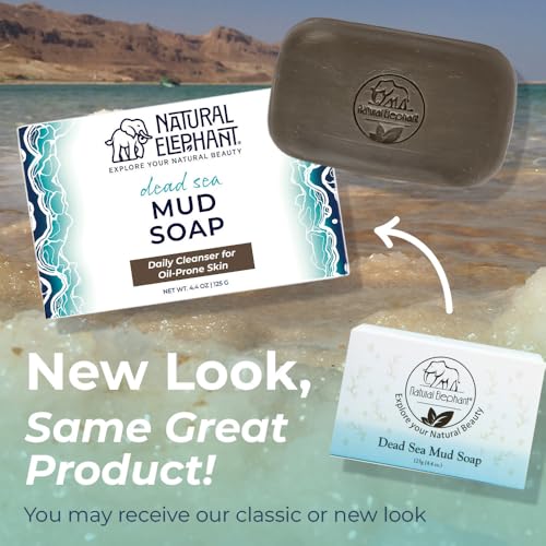 Natural Elephant Dead Sea Mud Soap Bar | Mineral-Rich Face & Body Cleanser with Natural Dead Sea Minerals | 4.4 oz (125 g) Pack of 2
