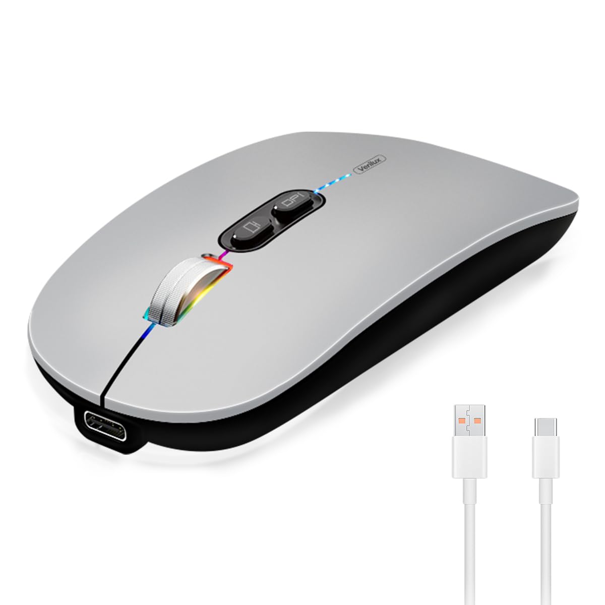 Verilux® Wireless Mouse Rechargeable, [Battery Level Visible] Dual Modes 2.4G & 5.1 Bluetooth Mouse for Laptop, 1600DPI Ultra Ergonomic Silent Mouse Wireless for Laptop, Mac PC iPad Windows iOS (B0CVTMLHB3) Amazon Price History, Amazon Price Tracker