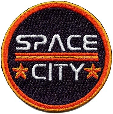 Space City TX Hat Patch Houston Baseball Blue Embroidered Iron On
