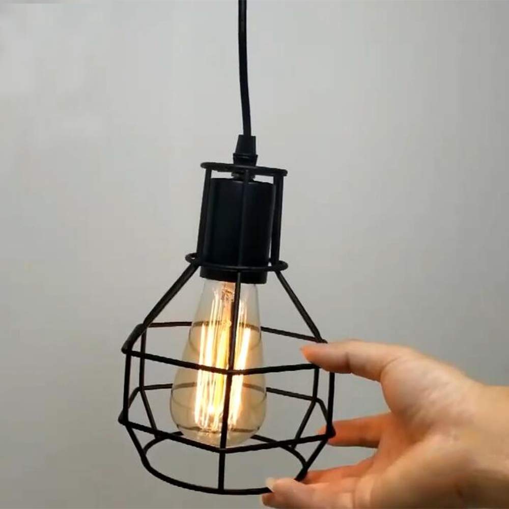 Rétro Metal Suspension Noir Cage E27 Suspension Industrielle Lampe Vintage Pendante Lumiere Vintage En Metal Eclairage De Plafond Lustre Retro 98143021