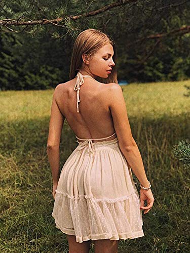 Image of ForeMode Summer Deep V Neck Bohemian Women Mini Short Dress Backless Beach Boho Dress