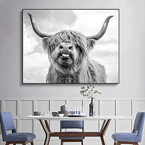LXTOPN Images sur toile des Highland du Nord - Impression murale - Highland - Highland - Vache - Moderne - Poster mural - Décoration de salon - Sans cadre (70 x 100 cm) Cover