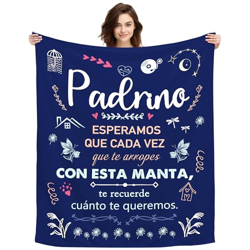 ACAROMAY Presentes originais para padrinho natal, presentes batizados, presentes para Godfather homem decoração mantas presentes de aniversário manta personalizada 150 x 130 cm (padrino-a)