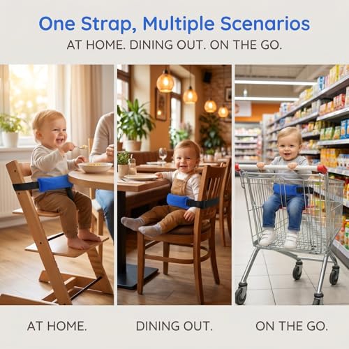 Image of Toyvian High Chair Straps: Universal Baby Safety Strap, Adjustable Harness Replacement - Easy to Use & Clean - Highchair Harness for Baby Infant Toddlers, Safety Belt for Dining Travel(Blue)